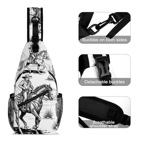 Fashion Dress Decor Sling Backpack Shoulder Bag, Day Pack, Chest Shoulder Bag For Travel Shopping Western Horse3