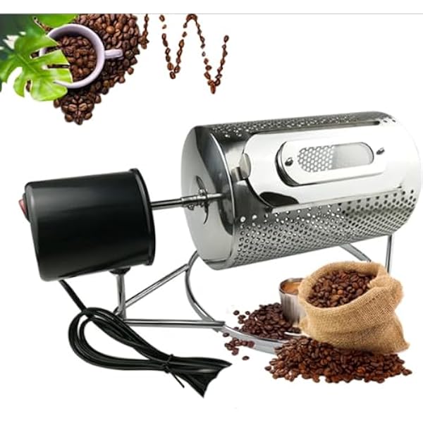Maszyna do pieczenia kawy do użytku domowego, palarka ze stali nierdzewnej z widocznym okienkiem, pojemność 250 g, prędkość rumu/min 30 rumu/min do ziaren, orzechów i ziaren