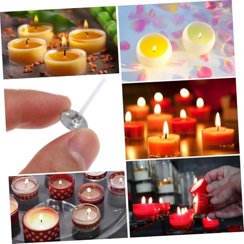 Kit de mechas para velas Tofficu 500 piezas con base miniatura 5