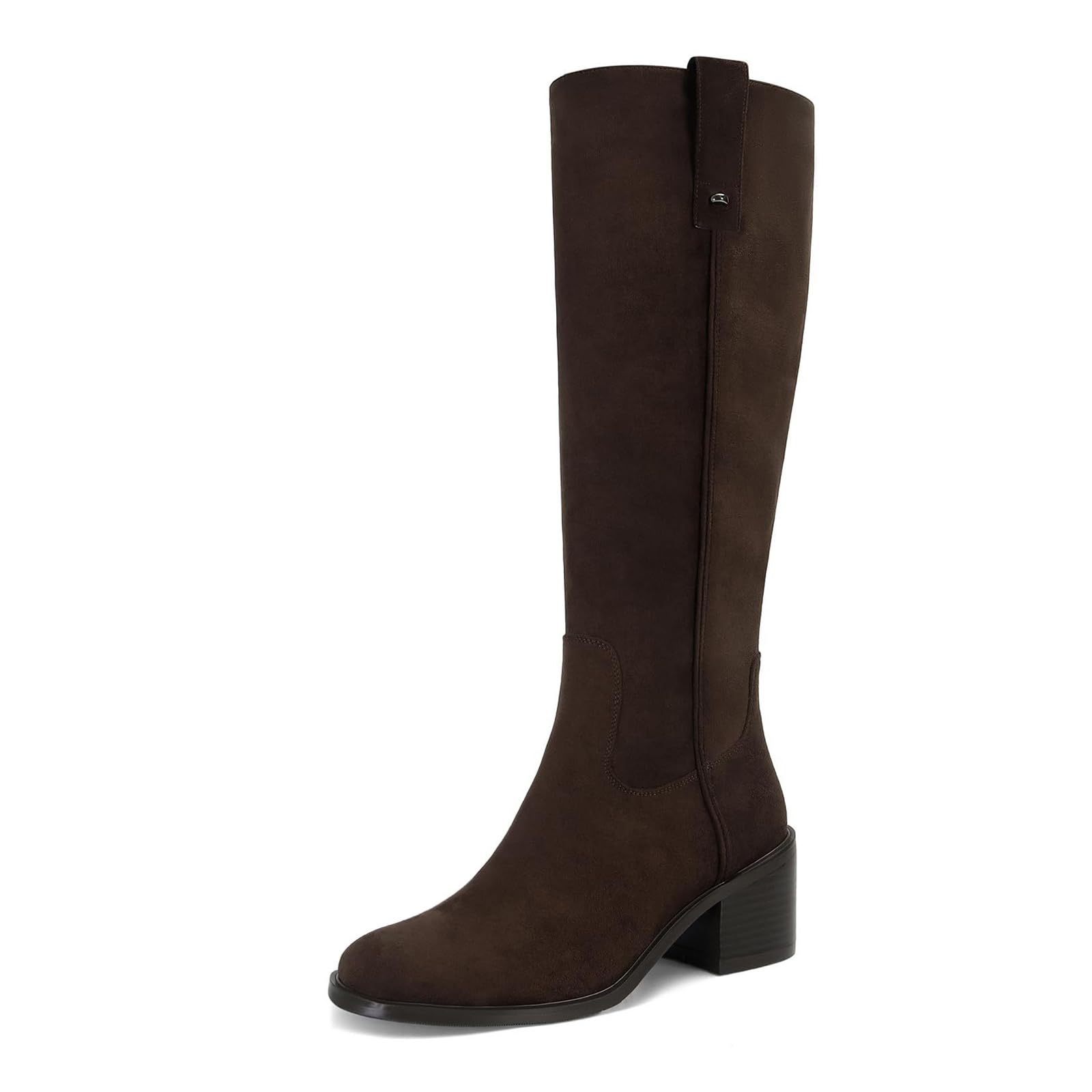 Knee High Boots Women Chunky Heel Round Toe Campus Boots Comfortable Low Block Heel Tall Riding Boots With