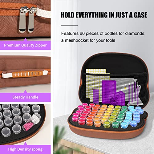 Image of ZORETCO Diamond Painting Storage Containers,60 Slots Diamond Painting Kits,5D Diamond Painting Accessories and Tools for Art Jewelry Bead Rhinestones Organizer