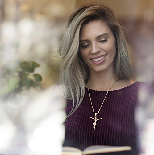 LIFETIME JEWELRY Cross Necklace, Jesus Pendant, 24K Gold over Bronze with Cubic Zirconia (with or without Chain) (Gold Pendant & Chain) - Image 3