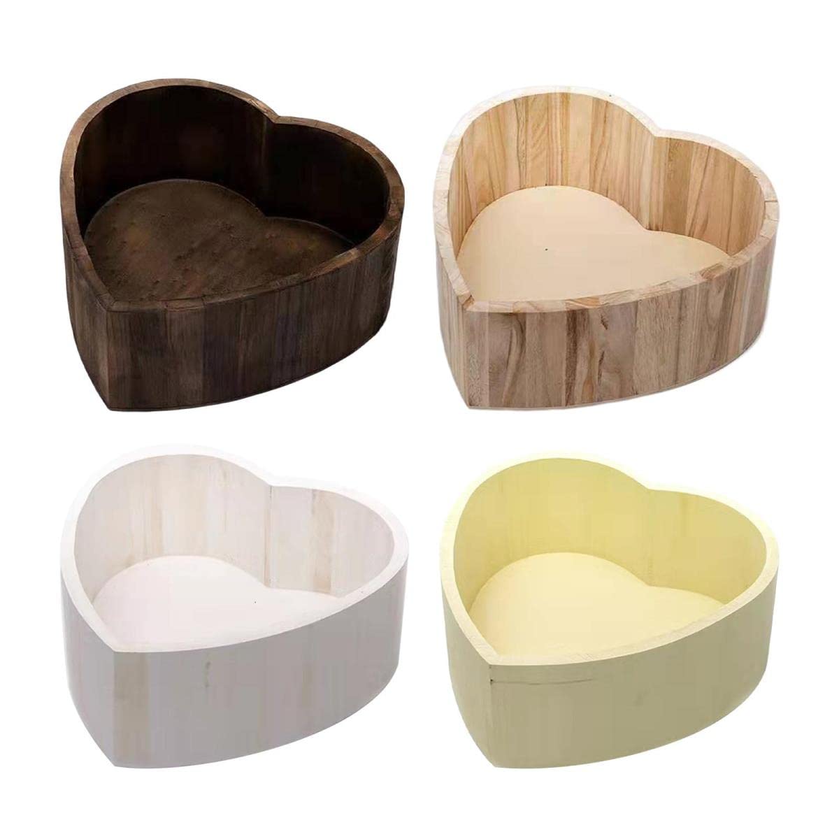 Paniers Photographie Bébé En Bois Cœur – Accessoire Pose Nouveau-Né, Studio Photo, Couleur Naturelle, Forme Cœur Mignonne