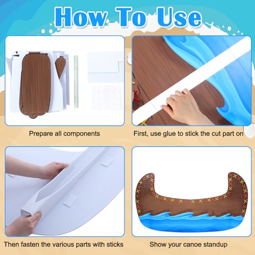 Beeveer Canoe Cardboard Cutout Stand Up Set Beach Nautical-Inspired Events Camping-Themed Canoe Photo Props Stand Up for VBS Vacation Bible School Party Supplies - Image 5