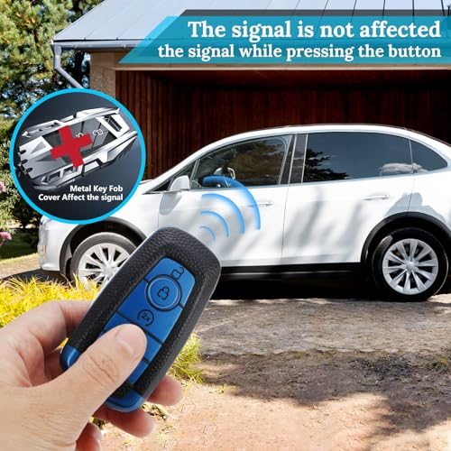 Image of Key Fob Cover for Ford, Braided Loop Keychain Accessory, Blue