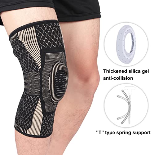 Grebest 1Pc Knee Brace,Knee Sleeve Elastic Non-Slip Flexible Professional Knitted Knee Support Brace For Running, Basketball, Weightlifting, Gym, Workout, Sports 1 M #TOP6