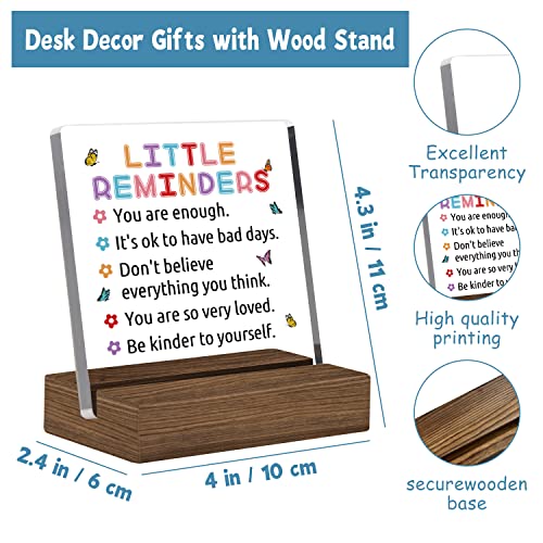 Little Reminders You Are Enough - Funny Acrylic Clear Desk Decorative Sign With Wood Stand, Inspirational Home Bedroom Office Positive Plaque Sign For Best Friendship Gifts For Friends, Women, Sister, Coworkers Gifts #TOP1