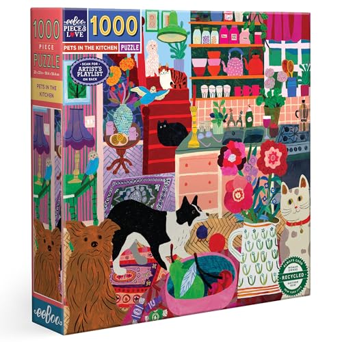 Puzzle de 1000 piezas eeBoo Pets In The Kitchen de cartón reciclado