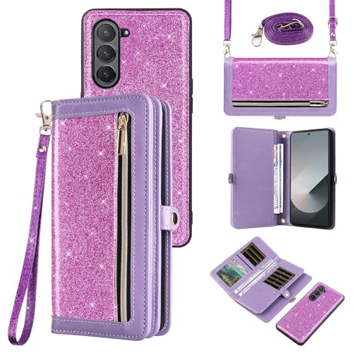 Samsung Galaxy Z Fold 6 5G étui portefeuille amovible paillettes ZFold6 Z6 G Fold6 6Z femmes