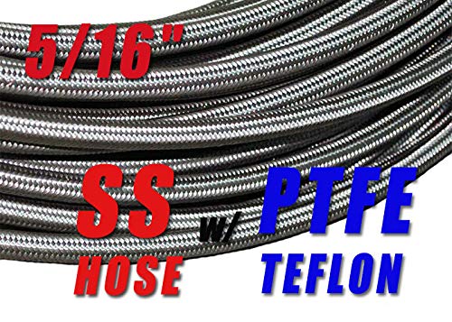 5/16" 8MM STAINLESS STEEL BRAIDED PTFE ETHANOL E85 FUEL HOSE LINE E85-25FT