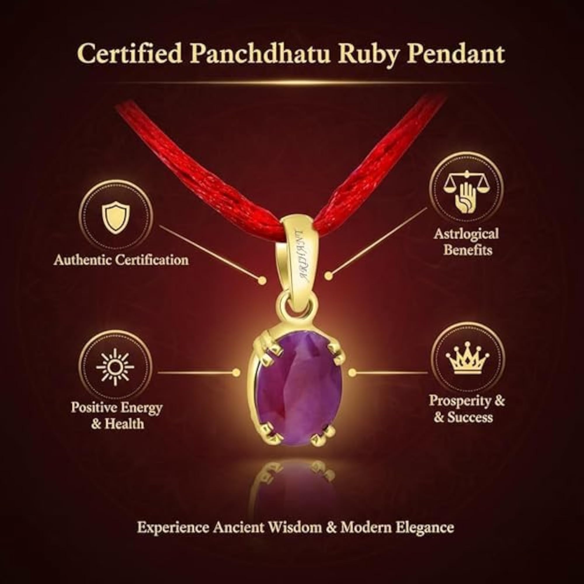Women's Certified Panchdhatu Ruby Pendant