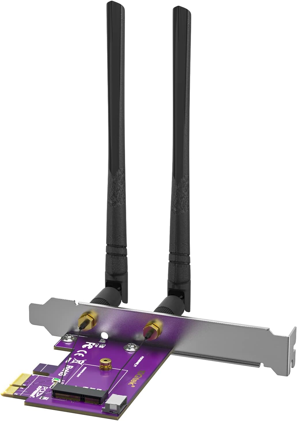 PCIE X1 to M.2/NGFF (A+E Key) WiFi Bluetooth Wireless Module Adapter Card with Dual-Band 2.4&5G 2X 5dBi Antenna.