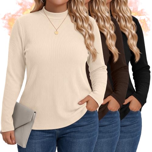 Evervibe 3 Pack Women's Plus Size Mock Turtleneck...