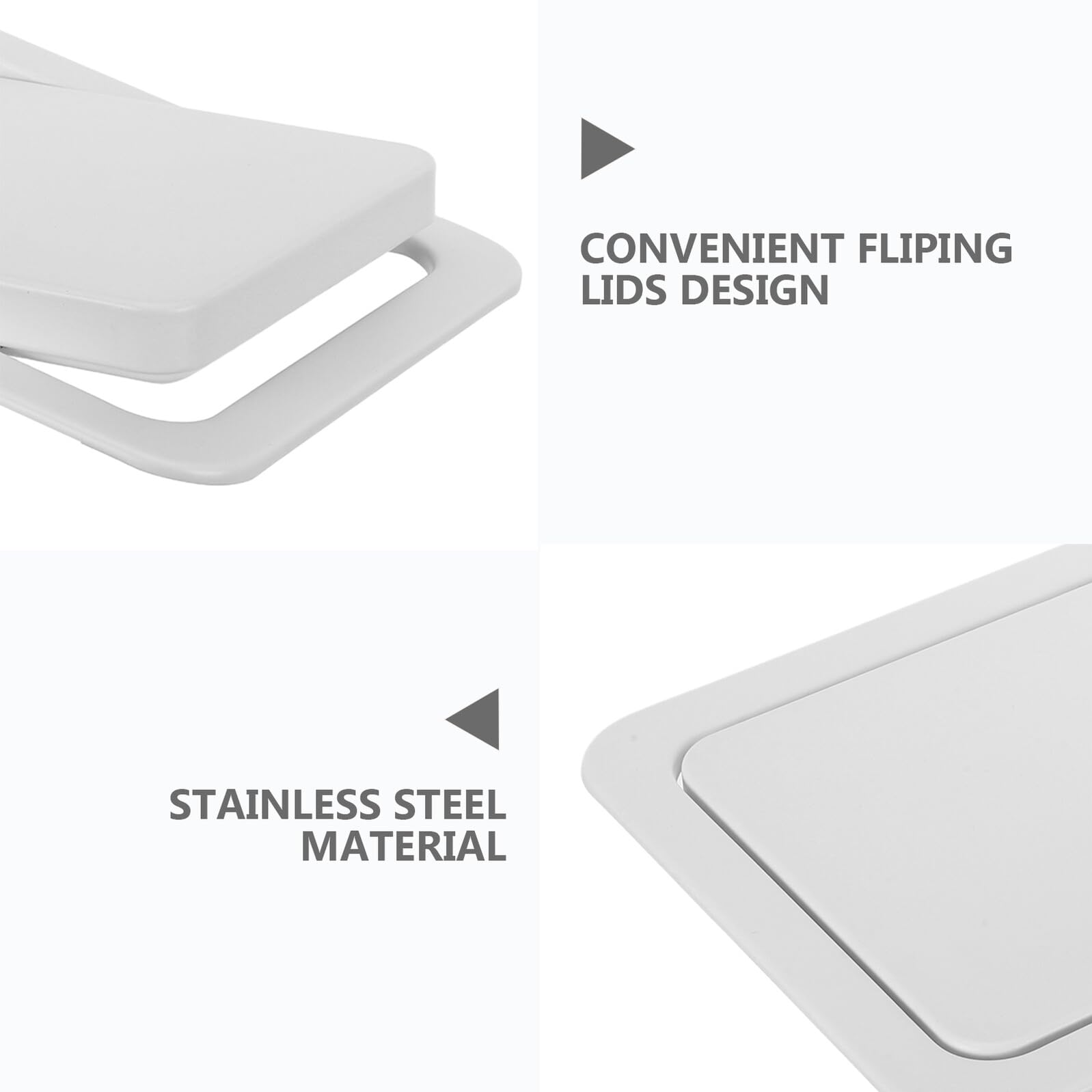 SHINEOFI Tapa de Basura Empotrada Abatible de Acero Inoxidable 27 CM para Encimera Cubierta Cuadrada Tapa para Cubo de Basura de Cocina y Baño Uso Doméstico y Comercial
