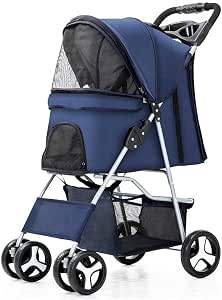 JAMBO PET Carrinho de passeio para Pet, Lux, Feito em Poliéster, Para Animal de estimação, cachorro, cão, gato pequeno porte, Montagem simples, Suporta até 15 Kg, Cor Azul