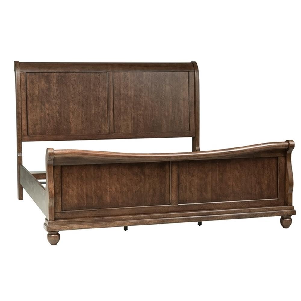 LIBERTY FURNITURE INDUSTRIES, INC. Rustic Traditions Cherry King Sleigh Bed - Dresser & Mirror
