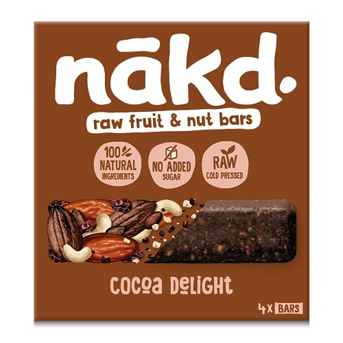 Nakd Cocoa Delight Natural Fruit & Nut Bars - Vegan - Healthy Snack - Gluten Free - 35g x 48 bars