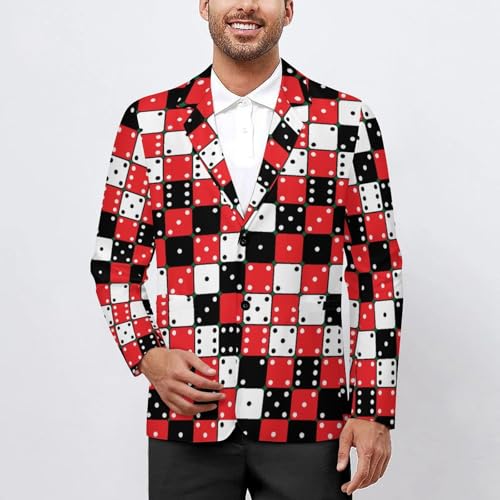 Red, White and Black Dice Men's Classic Fit Suit Two Button Blazer Business Coat Tuxedo for Wedding Dinner2