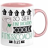 Fitnesscoach Geschenk Tasse Lustig Geschenkidee für Fitnesscoach Geburtstag So Sieht Eine Richtig Coole Fitnesscoach Aus Frauen Spruch (Rosa)