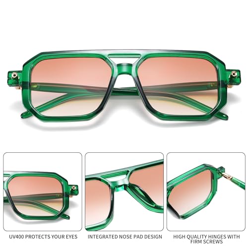 Retro Aviator Sunglasses for Women Men - Trendy Square Sun Glasses4