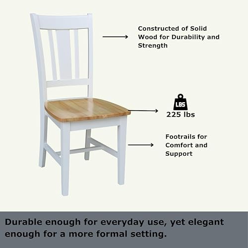 Miniatura 5 de International Concepts San Remo - Silla Splatback de madera maciza, color blanconatural, juego de 2