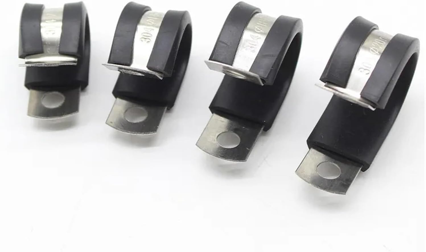 Reinforced Rigid Pipe Strap, 2Pcs/Lot 6MM-55MM Stainless Steel Rubber Lined P Clips Cable Mounting Hose Pipe Clamp(44MM 2PCS)