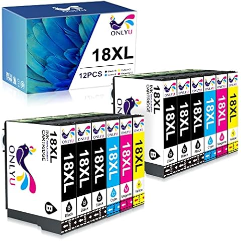 ONLYU 18XL Daisy Multipack Compatible Ink Cartridges, for Epson 18 XL Expression Home XP202 XP205 XP215 XP225 XP305 XP312 XP315 XP322 XP325 XP405 XP415 XP422 XP225 XP412 XP425 (12 Packs, 6B,2C,2M,2Y) Cover
