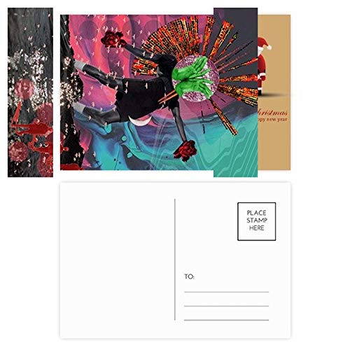 Cartes postales Dizzy and Fall Art Abstrait Père Noël pour correspondance de fête