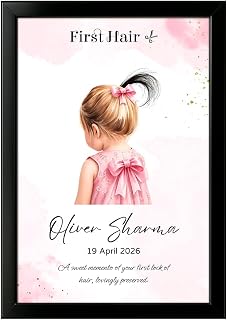 VIBIZZ Customized Baby Girl First Haircut Keepsake Photo Frame | 10x14 Inch Price In India