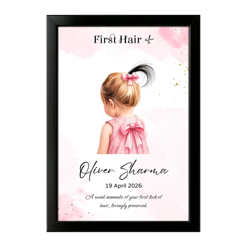 VIBIZZ Customized Baby Girl First Haircut Keepsake Photo Frame | 10x14 Inch