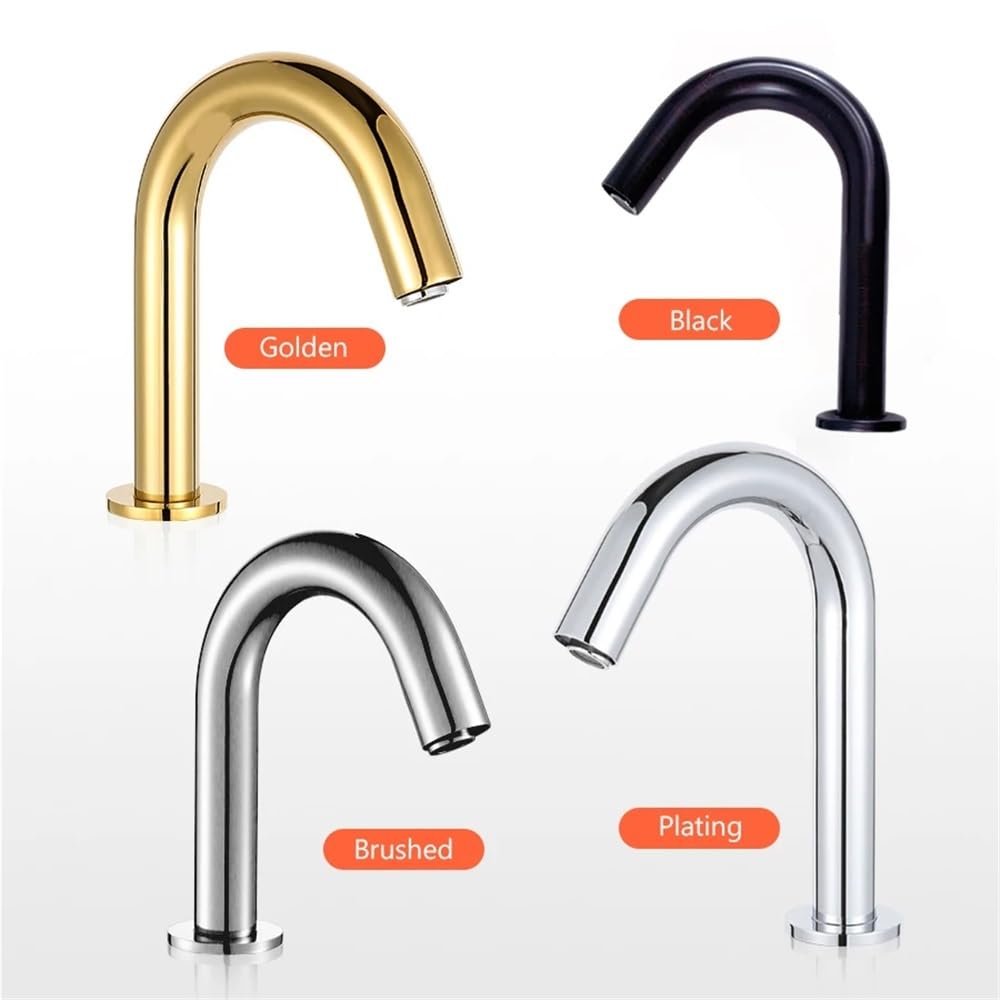 QHQQXN Rubinetto Automatico per Bagno Senza Contatto - Rubinetto con sensore Nero Montato su Piano per Acqua Calda e Fredda, Miscelatore Moderno G1/2 per lavabo, C ELS83, Installazione Facile