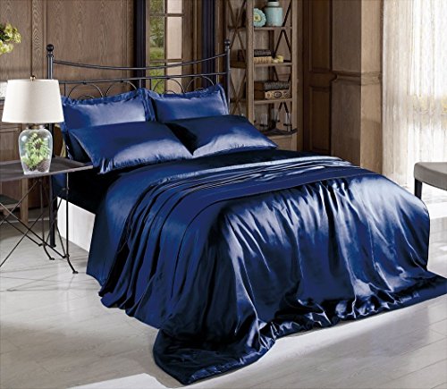 Comfy Deal 4 Pieces 600 Thread Count 18 Inch Deep Pocket Organic Sheet Set (Navy, Cal King)