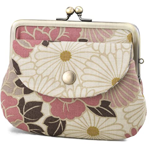 Portefeuille vintage à verrou floral rose et beige idéal pour le quotidien