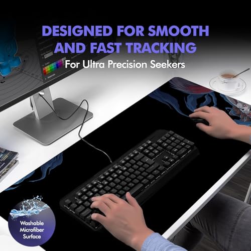 EvoFox Falcon X85 Extended Mouse Pad/Desk Pad for Laptop, PC Gaming and Desk with Extra Large Speed Surface, Non-Slip Base and Anti-fray Stitched... - Image 4