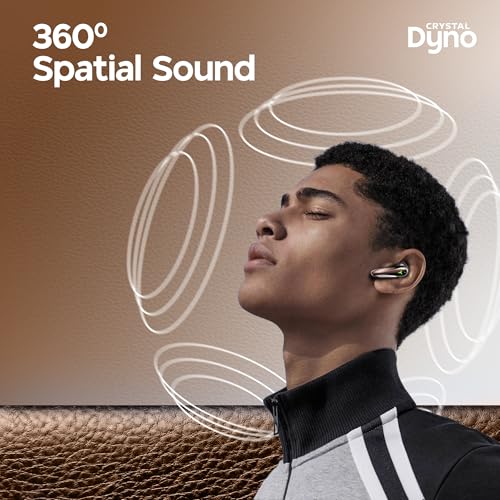 Image of truke Crystal Dyno Leather Finish True Wireless in Ear Earbuds w /Spatial Audio, 70H Battery Rapid Charge Ear Buds, 13mm Driver HiFi Sound TWS, 40ms Ultra Low Latency, 4Mics ENC - OakBrown