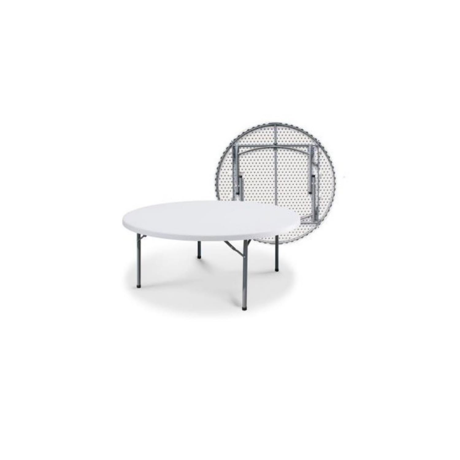 GrecoShop Tavolo con struttura Pieghevole Rotondo 180cm in Plastica HDPE – Tavolino da Giardino, Banco Pieghevole Portatile, Struttura Robusta per Catering, Eventi, Campeggio e Uso Interno/Esterno