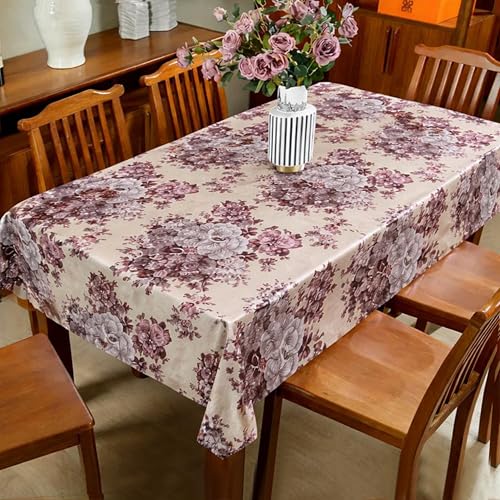 Image of Dakshya Industries PVC Waterproof Table Cover 6 Seater 54x78 Inch - Washable Oil & Stain Resistant Dining Table Cover (Purple)