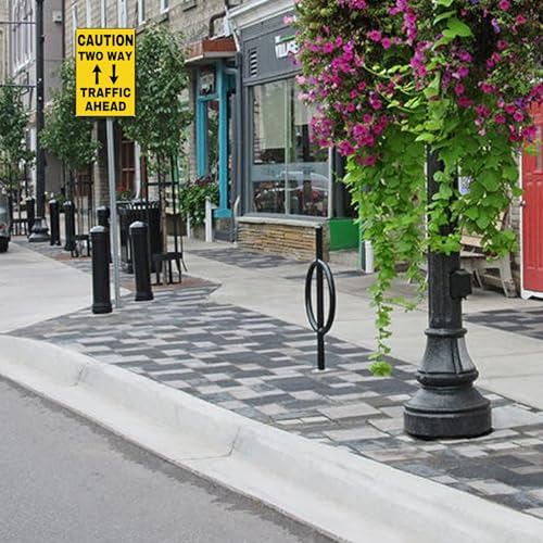 Image of Caution Two Way Traffic Ahead Metal Sign Wall Decor Street Signs 8X12Inch