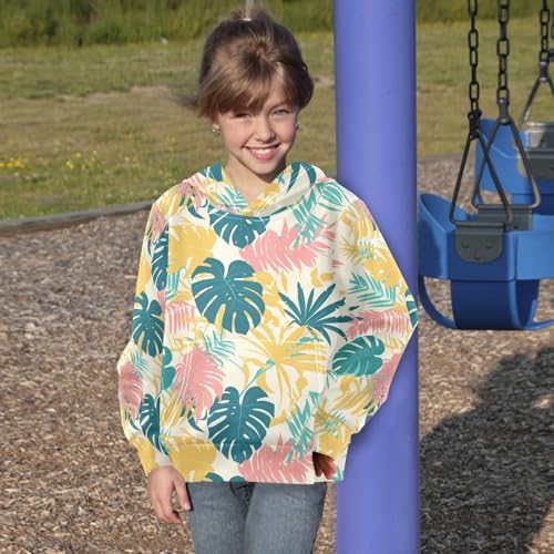 Leaves Monstera Blots Kids Boys Girls Sweatshirt Casual Hooded Pullover Hoodies with Kangaroo Pocket4