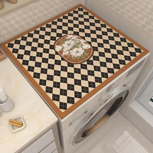 Image of Anti-Slip Washer or Dryer Top Mat Covers,Washing Machine Top Protector Dust-Proof Cover,Washer or Dryer Top Protector Covers for Home Laundry Room Kitchen (BROWN)
