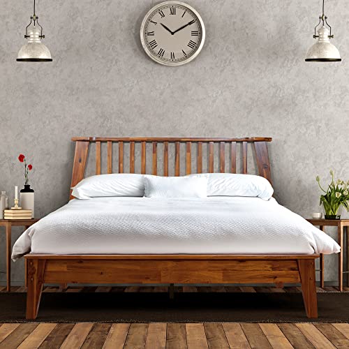 Acacia Kaylin 14 Inch Wood Platform Bed Frame with Headboard, Queen