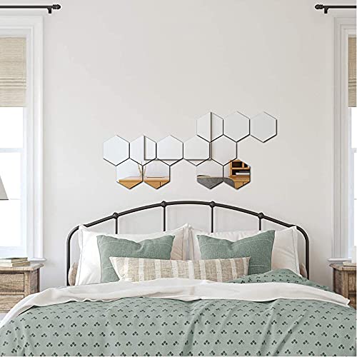 ZEACCT-24-Pieces-Miroirs-Hexagonaux-en-AcryliqueFeuille-de-Miroir-Flexible-Auto-Adhesif-DIY-Art-Miroir-pour-la-Salon-Chambre-Salle-de-Bains-Canape-TV-Reglage-Decoration-Murale