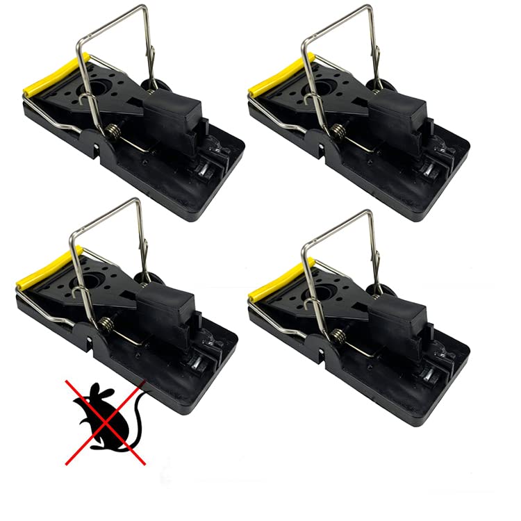 FRAVA Trampas para ratas (paquete de 4), trampas grandes para ratas resistentes que matan instantáneamente, reutilizables, uso en interiores y exteriores, solución para roedores de ratón, fácil de