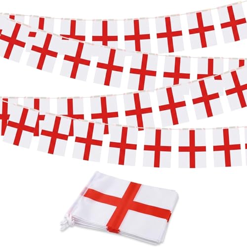 YESAH 10M/30P England Flag Bunting 14x21cm St. George National Banner