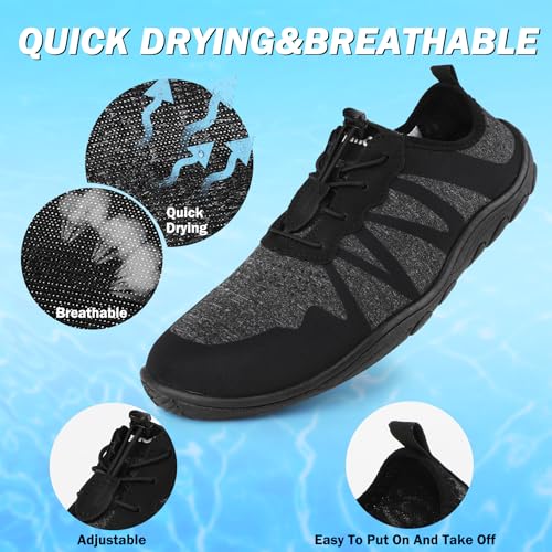 riemot Water Shoes Quick Drying Sports Aqua Lightweight Non-Slip Breathable Shoes for Outdoor Workout Athletic Swim Beach Barefoot for Men Women Black2