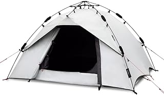qeedo Quick Ash Dark Series Sekundenzelt innen komplett verdunkelt, wasserdicht, leicht & robust - Campingzelt für 2 Personen, Kuppelzelt mit kleinem Vordach, Moskitonetz & Schnellaufbau-System