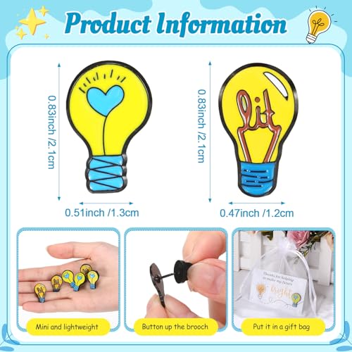 Image of Hoteam Teacher Appreciation Gift Light Bulb Pins Bulk Employee Brooches Bright Future Coworker Thank You Cards
