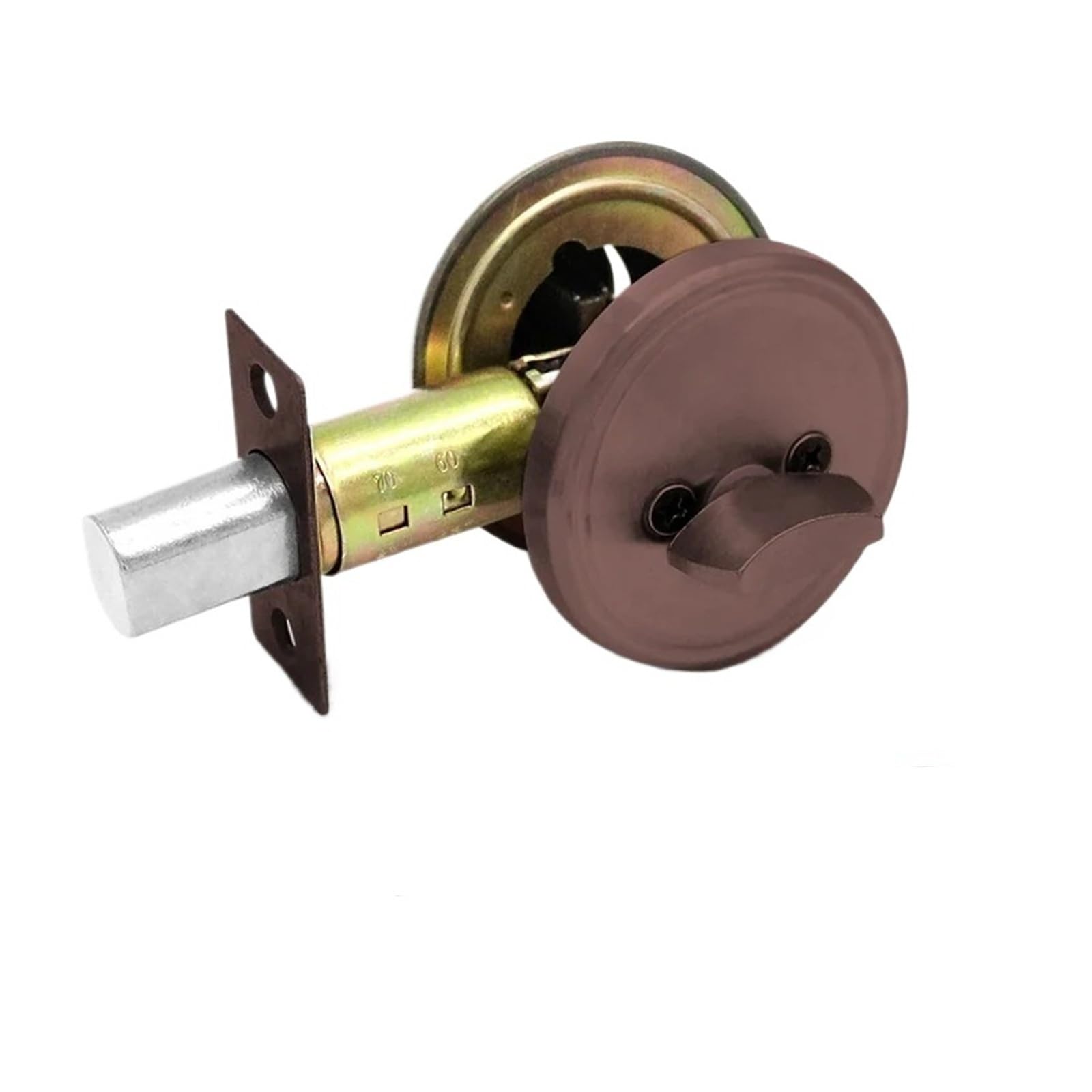 BSAXITHZB 1 Set of Stainless Steel Invisible Door Lock Single-Sided Round Indoor Wooden with Key(Red Bronze)