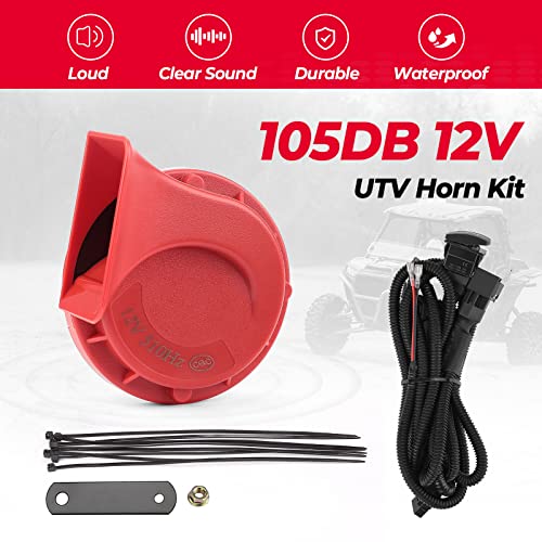 image for KEMIMOTO UTV ATV Horn Kit with Rocker Switch, 12V Upgraded 105DB Unive