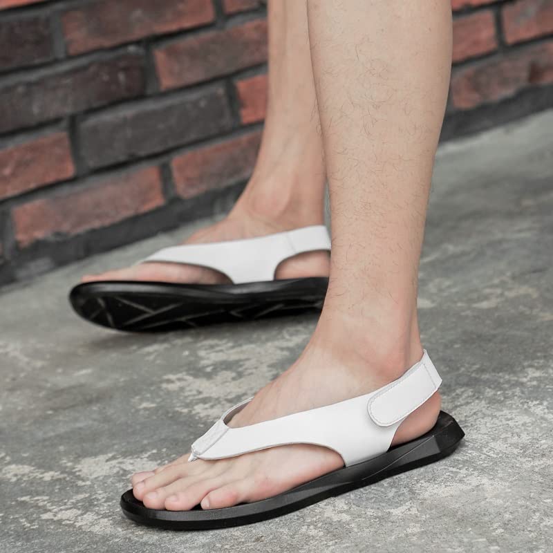 Men Sandals Leather Leisure Beach Men Casual Shoes Flip Flops Cool Men's Slippers(41 Code)2